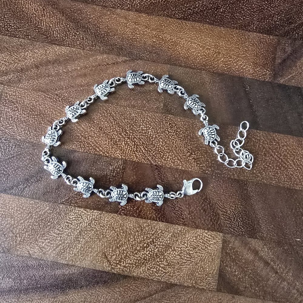 Silver Turtle Charm Bracelet